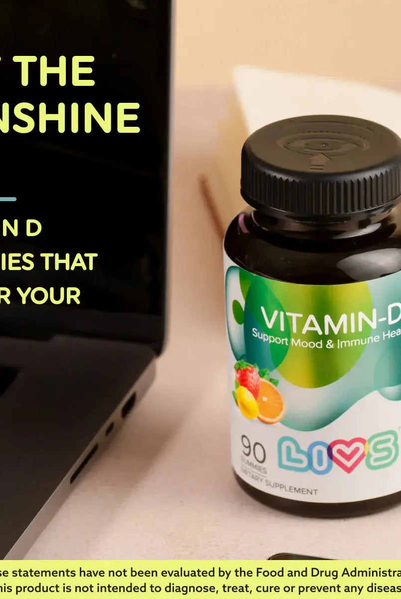 Livs Vitamin-D (2000IU) Orange, Lemon&Straw Flavor 90 Gummies My Store