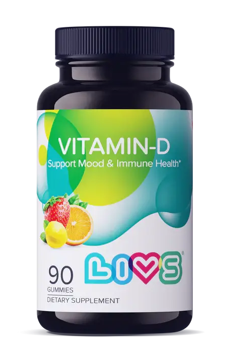 Livs Vitamin-D (2000IU) Orange, Lemon&Straw Flavor 90 Gummies My Store