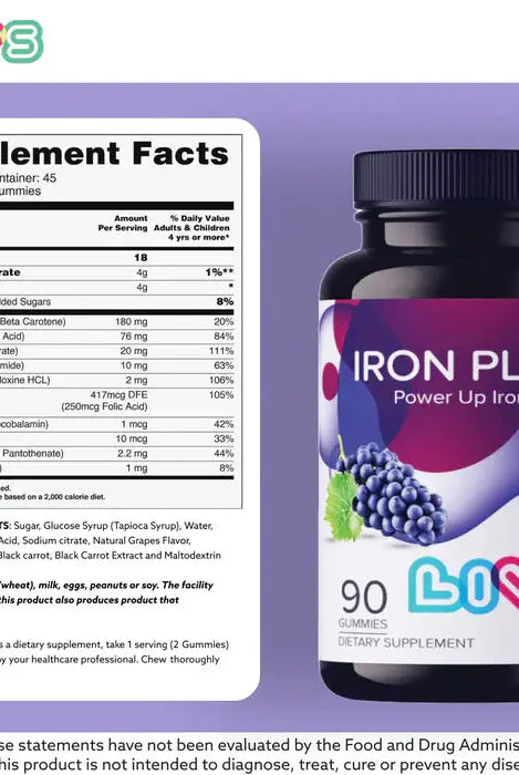Livs Iron Plus Grape 90 Gummies My Store
